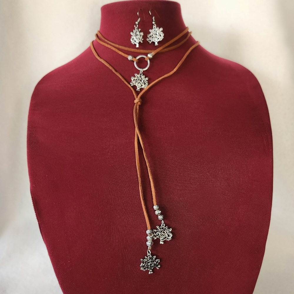 HANEE Tree of life Metal Suede Three Layer Choker